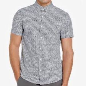 PERRY ELLIS Black and white slim fit button down shirt